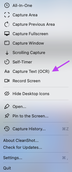 CleanShot X can grab TEXT off your screen